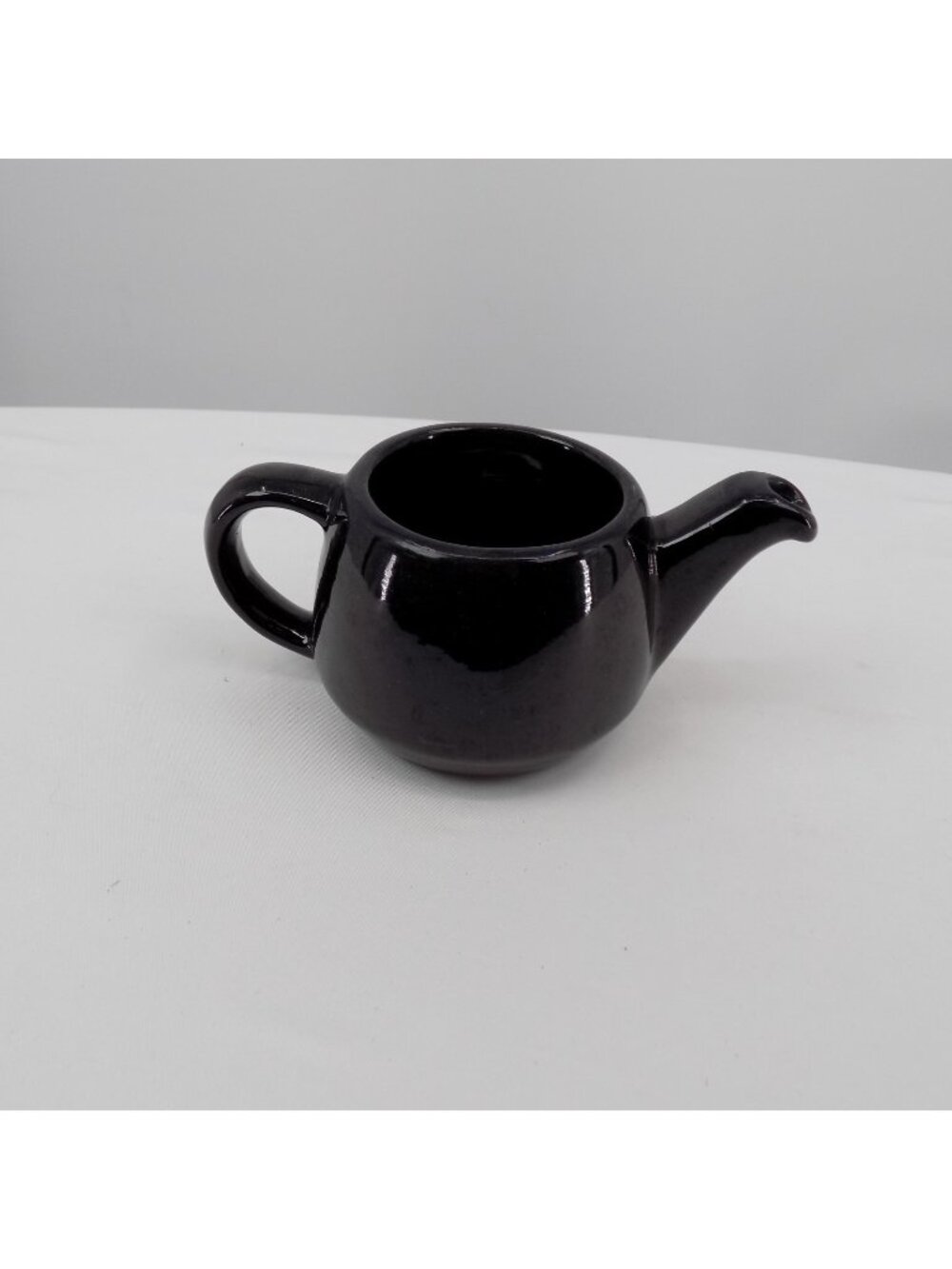 Frankoma Black Teapot 6J No Lid 7 3/8" long with handle 3.5" tall MCM Vintage